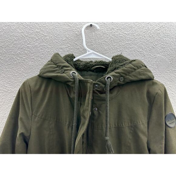 Womens DKNY Jacket Size XS Green Hooded Hidden Zip Up - Picture 3 of 16